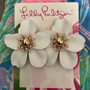 NWT Lilly Pulitzer Oversized Orchid Earrings with Pouch